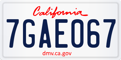 CA license plate 7GAE067