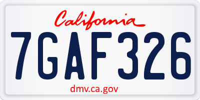 CA license plate 7GAF326