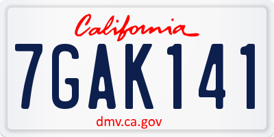 CA license plate 7GAK141