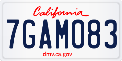 CA license plate 7GAM083