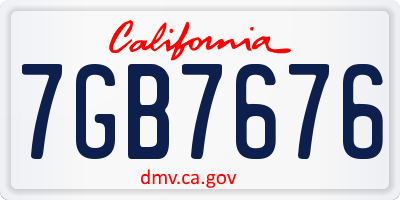 CA license plate 7GB7676