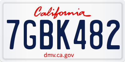 CA license plate 7GBK482