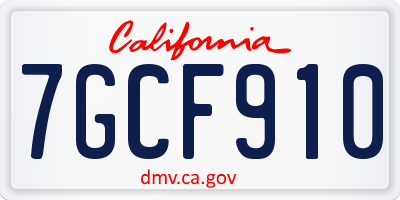 CA license plate 7GCF910