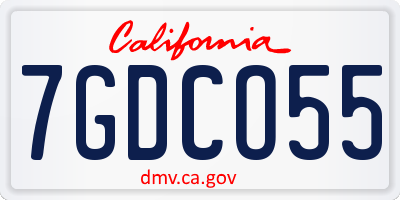 CA license plate 7GDCO55