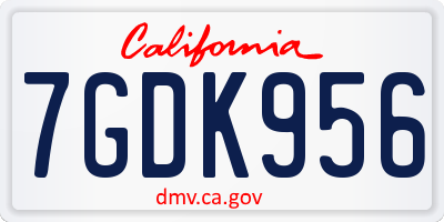 CA license plate 7GDK956