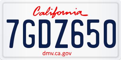 CA license plate 7GDZ650