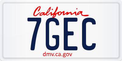 CA license plate 7GEC