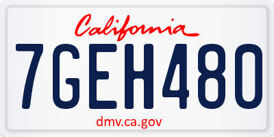 CA license plate 7GEH480