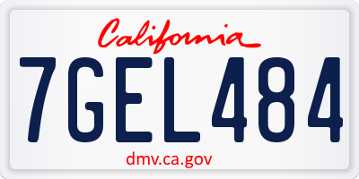 CA license plate 7GEL484