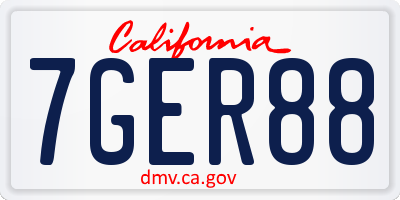 CA license plate 7GER88