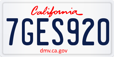 CA license plate 7GES920
