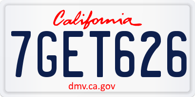 CA license plate 7GET626