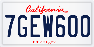 CA license plate 7GEW600