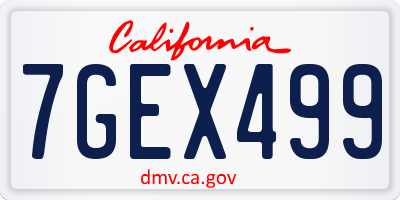 CA license plate 7GEX499
