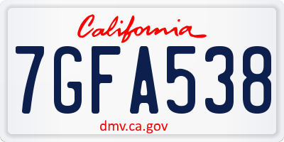 CA license plate 7GFA538
