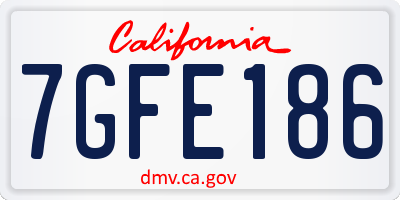 CA license plate 7GFE186