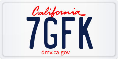 CA license plate 7GFK