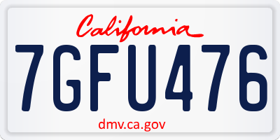 CA license plate 7GFU476