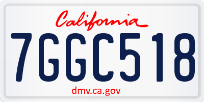CA license plate 7GGC518