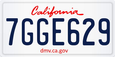 CA license plate 7GGE629