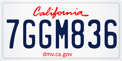 CA license plate 7GGM836
