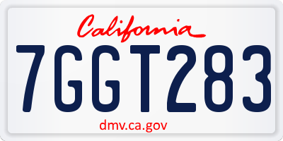 CA license plate 7GGT283