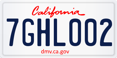 CA license plate 7GHL002