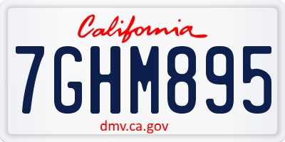 CA license plate 7GHM895
