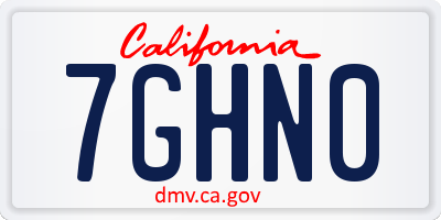 CA license plate 7GHN0