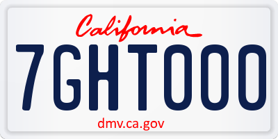CA license plate 7GHT000