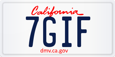 CA license plate 7GIF