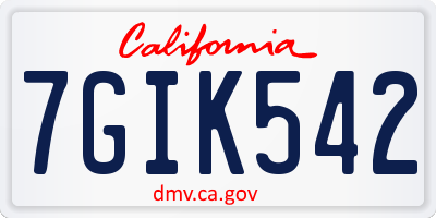 CA license plate 7GIK542