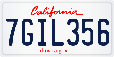 CA license plate 7GIL356