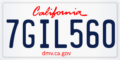 CA license plate 7GIL560