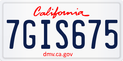 CA license plate 7GIS675