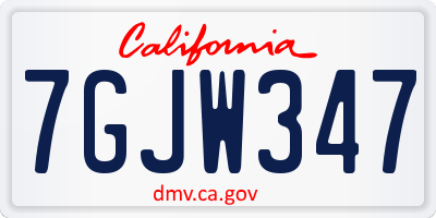 CA license plate 7GJW347