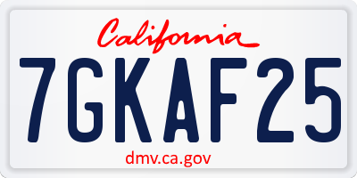 CA license plate 7GKAF25