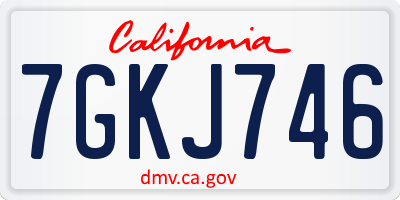 CA license plate 7GKJ746