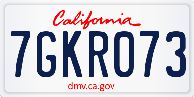 CA license plate 7GKR073