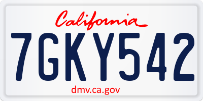 CA license plate 7GKY542