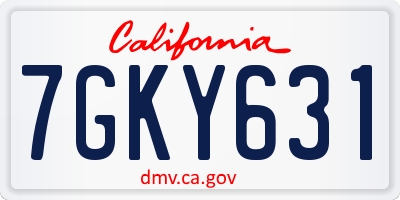 CA license plate 7GKY631