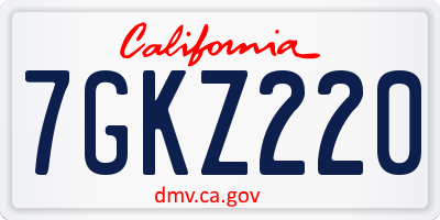 CA license plate 7GKZ220