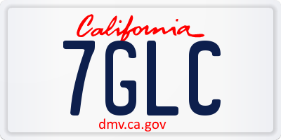 CA license plate 7GLC