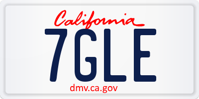 CA license plate 7GLE