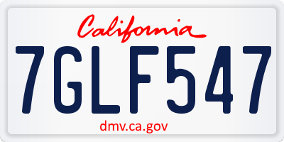 CA license plate 7GLF547