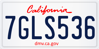 CA license plate 7GLS536