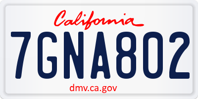 CA license plate 7GNA802