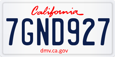 CA license plate 7GND927