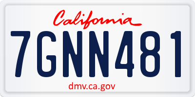 CA license plate 7GNN481