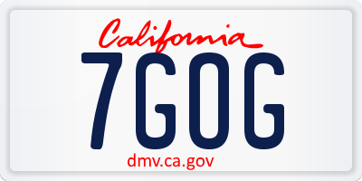 CA license plate 7GOG